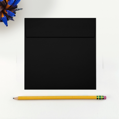 Smooth Midnight Black 32lb 5 1/4 x 5 1/4 Square Envelopes with Peel & Seal