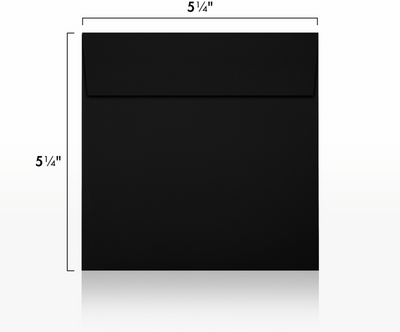 Smooth Midnight Black 32lb 5 1/4 x 5 1/4 Square Envelopes with Peel & Seal