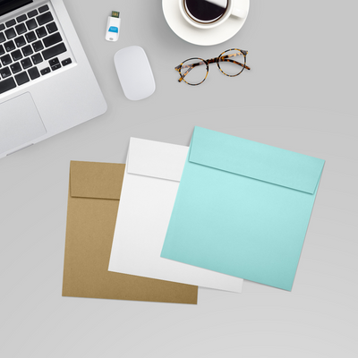 Seafoam Aqua Blue 32lb 5 1/2 x 5 1/2 Square Envelopes with Peel & Seal