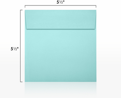 Seafoam Aqua Blue 32lb 5 1/2 x 5 1/2 Square Envelopes with Peel & Seal