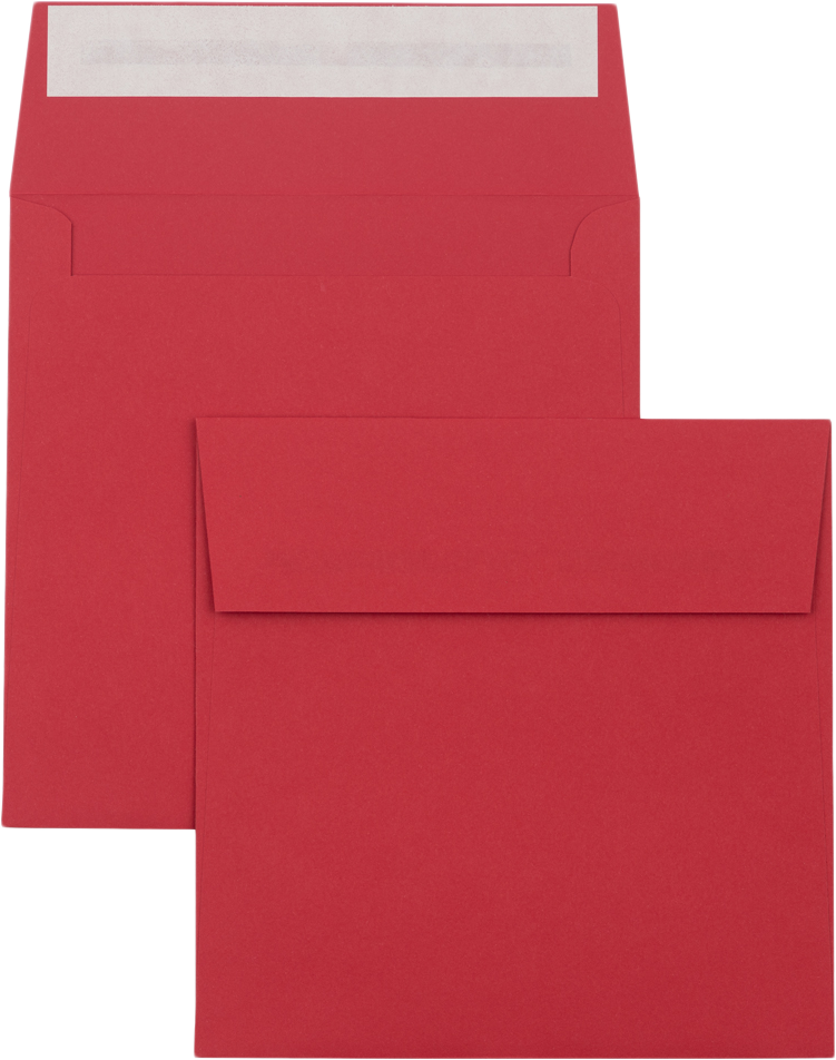 Red 32lb 5 3/4 x 5 3/4 Square Envelopes with Peel & Seal