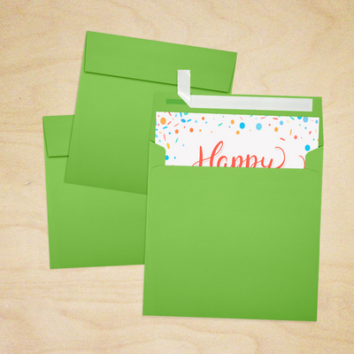 Lime Green 32lb 6 x 6 Square Envelopes with Peel & Seal