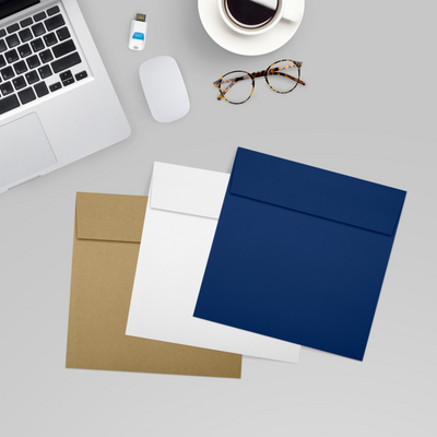 Navy Blue 32lb 6 1/4 x 6 1/4 Square Envelopes with Peel & Seal