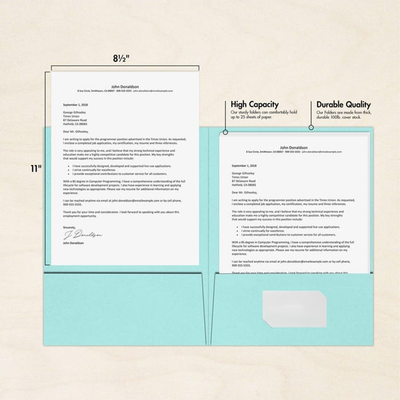 Seafoam Aqua Blue 9 x 12 Matte Folders