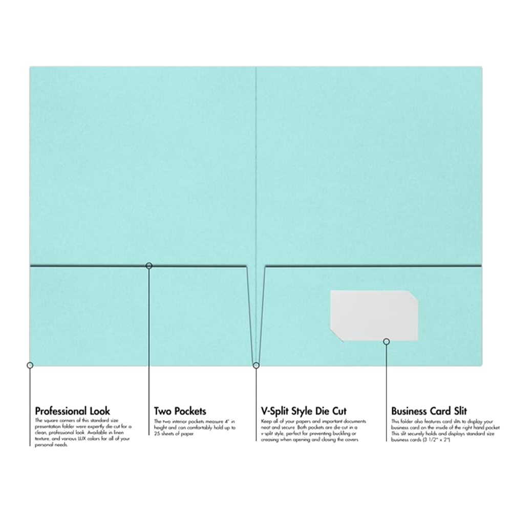 Seafoam Aqua Blue 9 x 12 Matte Folders