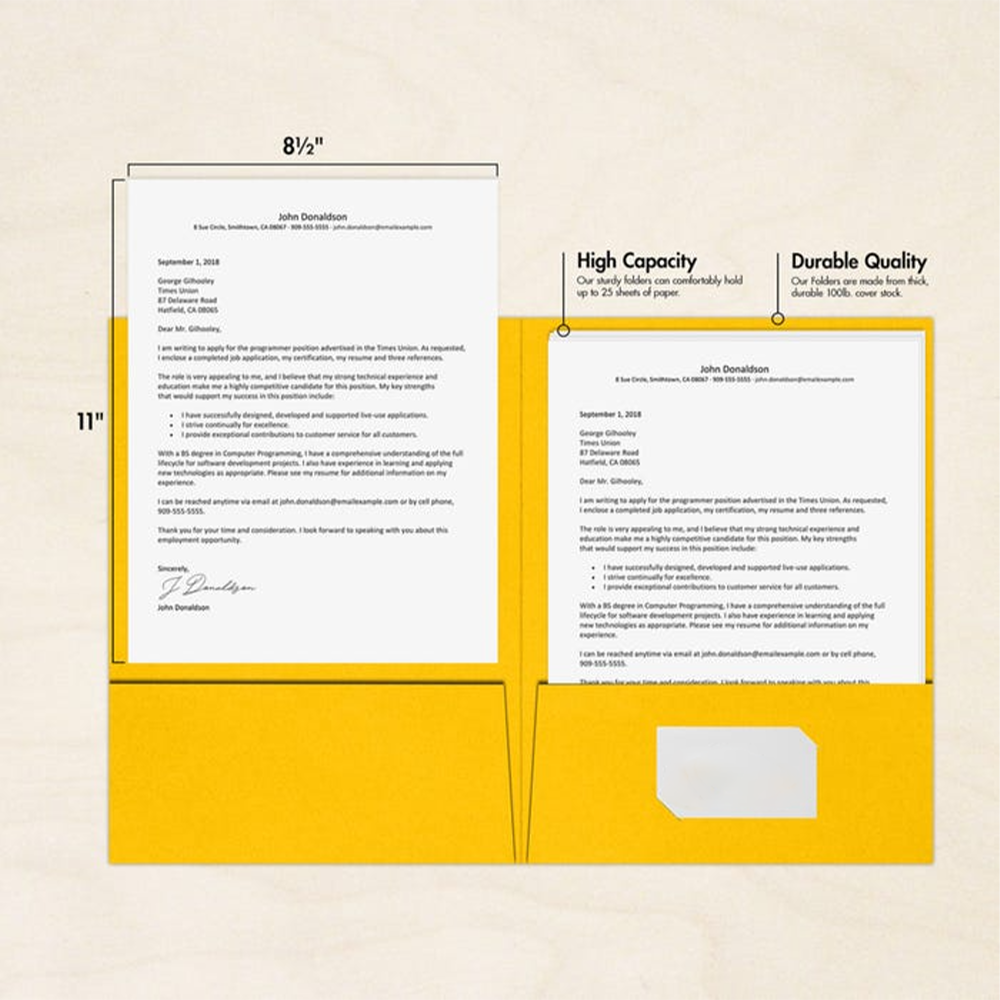 Sunflower Yellow 9 x 12 Matte Folders