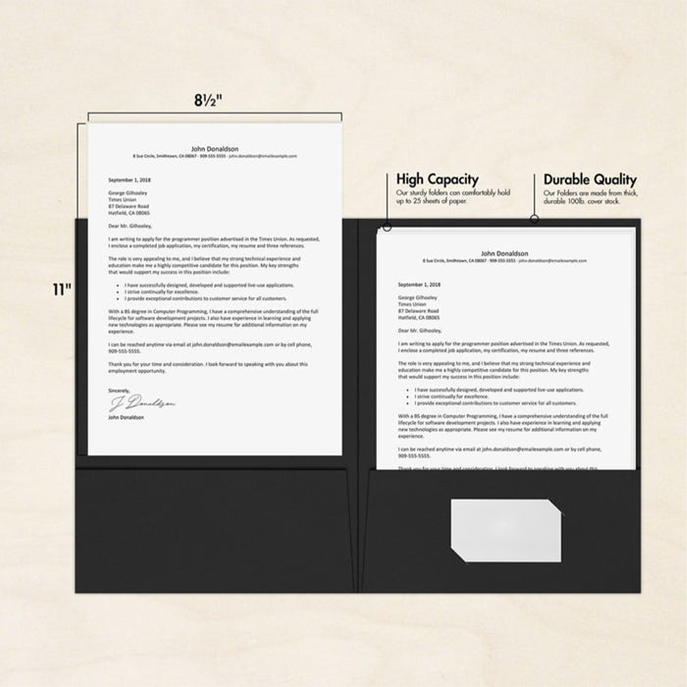 Smooth Midnight Black 9 x 12 Matte Folders