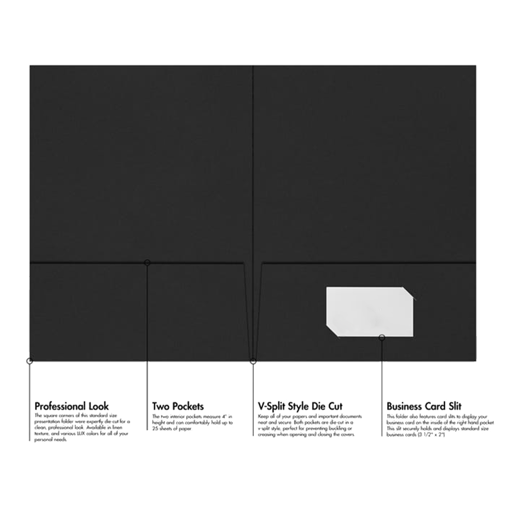 Smooth Midnight Black 9 x 12 Matte Folders