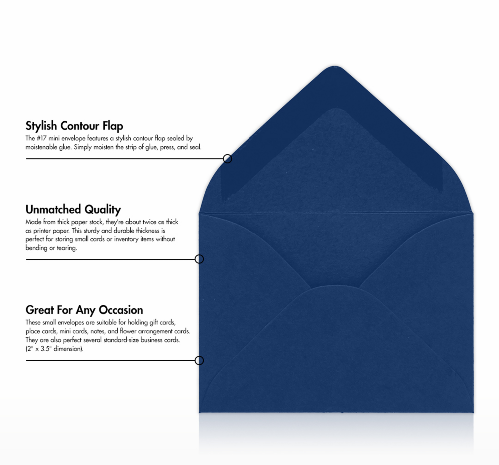 Navy Blue 32lb #17 Mini Envelopes (2 11/16 x 3 11/16)