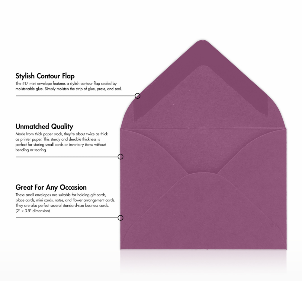 Vintage Plum Purple 32lb #17 Mini Envelopes (2 11/16 x 3 11/16)