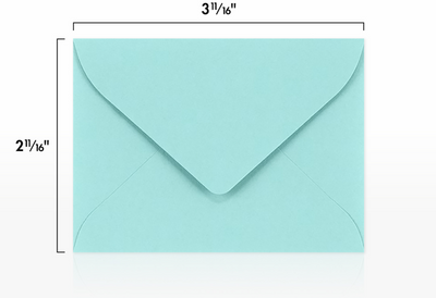 Seafoam Aqua Blue 32lb #17 Mini Envelopes (2 11/16 x 3 11/16)