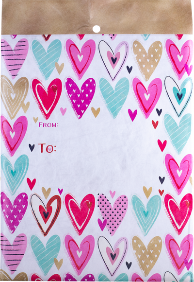 Hearts Medium 80lb 9 x 12 Bubble Mailer with Peel & Seal