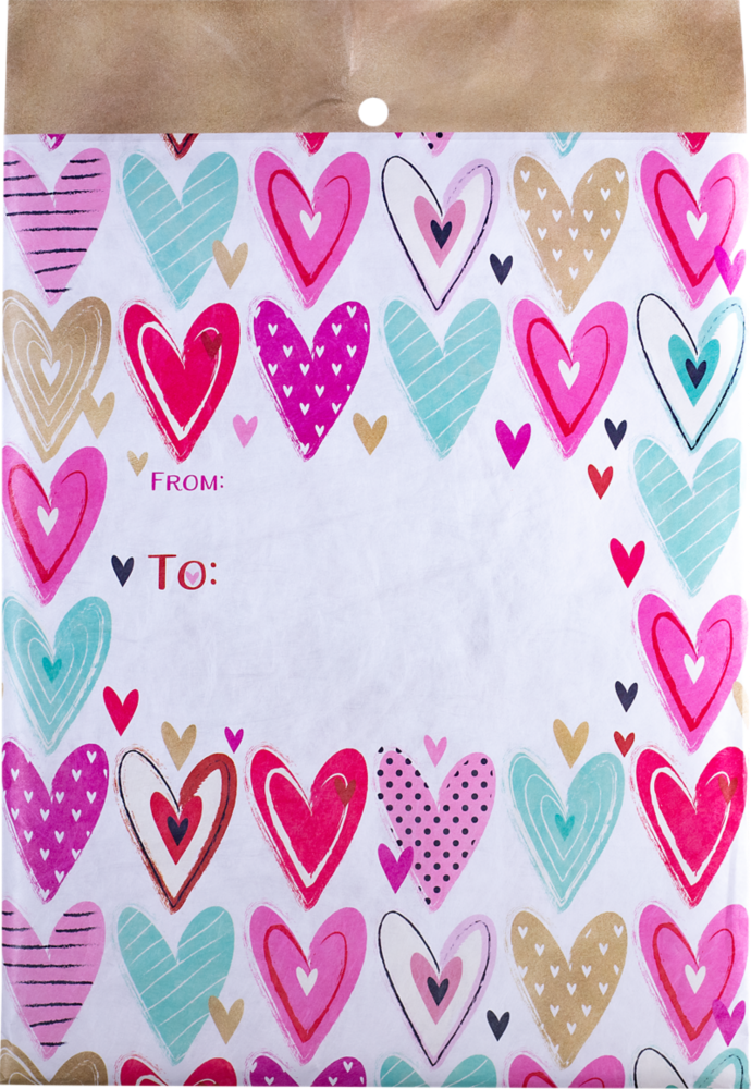Hearts Medium 80lb 9 x 12 Bubble Mailer with Peel & Seal