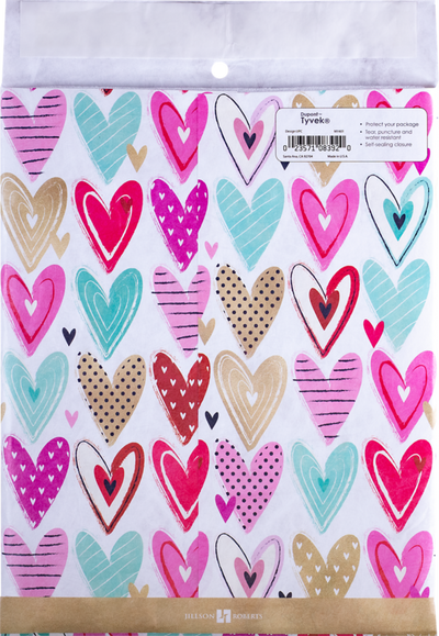 Hearts Medium 80lb 9 x 12 Bubble Mailer with Peel & Seal