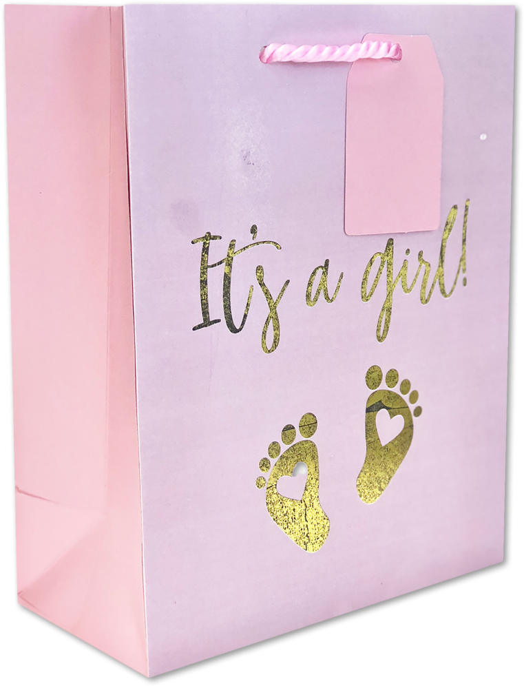 It's A Girl! Baby Shower Medium Gift Bags (10 x 8 x 4)