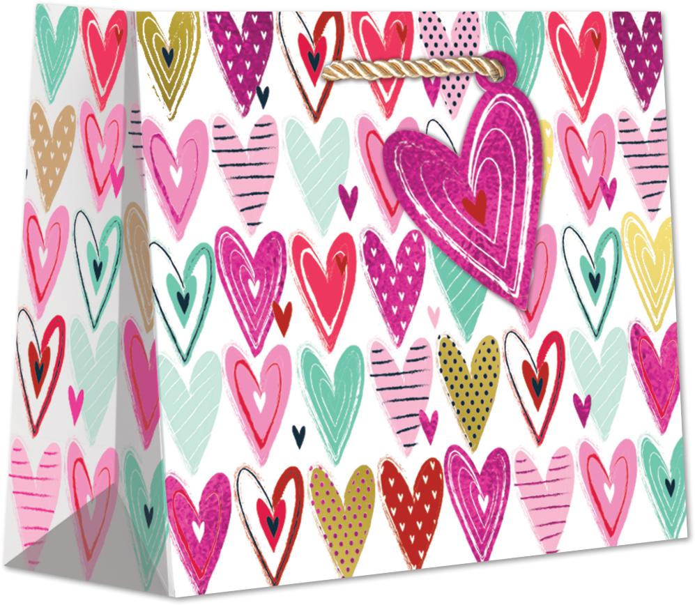 Pretty Hearts Valentine's Day Medium Gift Bags (10 x 8 x 4)