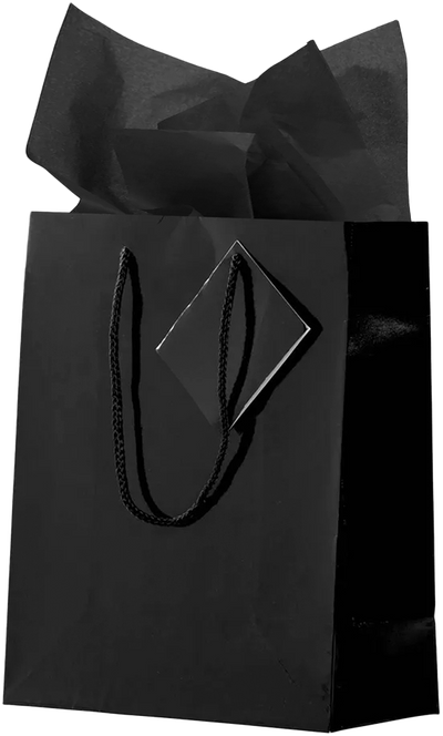 Black Medium Glossy Gift Bags (8 x 10 x 4) (3 Pack) with Tissue Paper (10 Pack)