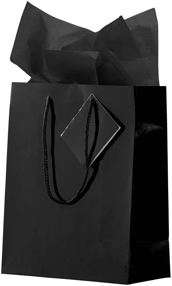 Black Medium Glossy Gift Bags (8 x 10 x 4) (3 Pack) with Tissue Paper (10 Pack)