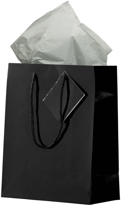 Black/Gray Medium Glossy Gift Bags (8 x 10 x 4) (3 Pack) with Tissue Paper (10 Pack)