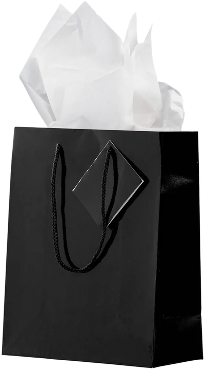 Black/White Medium Glossy Gift Bags (8 x 10 x 4) (3 Pack) with Tissue Paper (10 Pack)