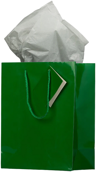 Green/Gray Medium Glossy Gift Bags (8 x 10 x 4) (3 Pack) with Tissue Paper (10 Pack)