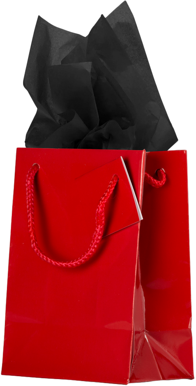 Red/Black Medium Glossy Gift Bags (8 x 10 x 4) (3 Pack) with Tissue Paper (10 Pack)