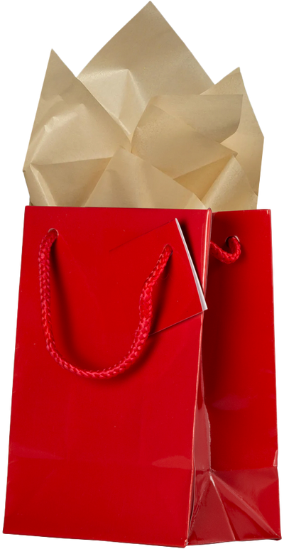 Red/Gold Medium Glossy Gift Bags (8 x 10 x 4) (3 Pack) with Tissue Paper (10 Pack)