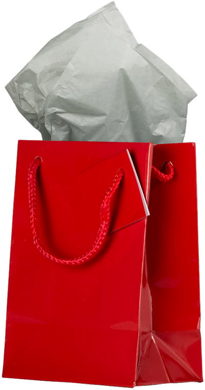 Red/Gray Medium Glossy Gift Bags (8 x 10 x 4) (3 Pack) with Tissue Paper (10 Pack)