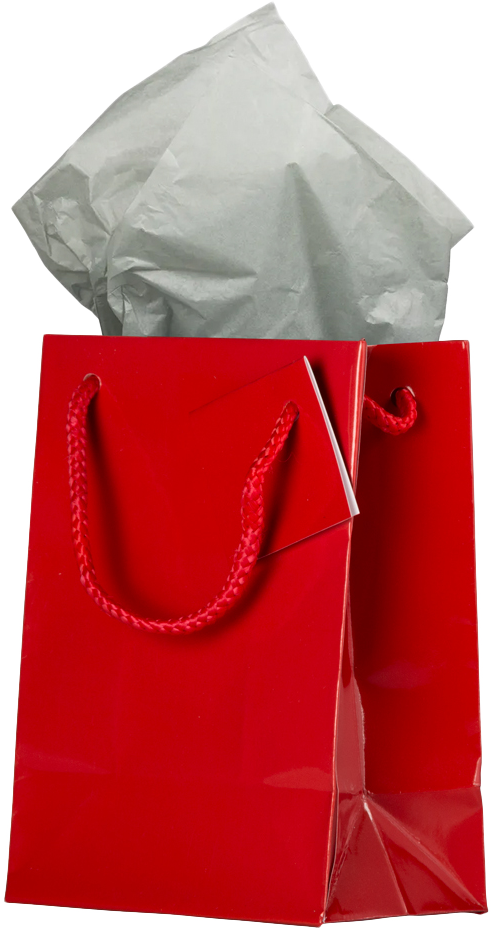 Red/Gray Medium Glossy Gift Bags (8 x 10 x 4) (3 Pack) with Tissue Paper (10 Pack)