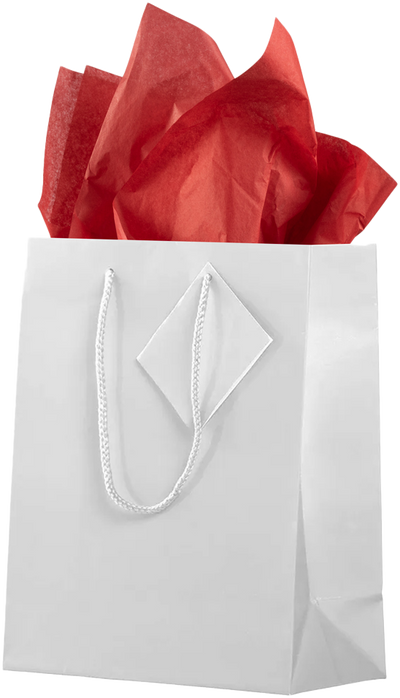 White/Red Medium Glossy Gift Bags (8 x 10 x 4) (3 Pack) with Tissue Paper (10 Pack)