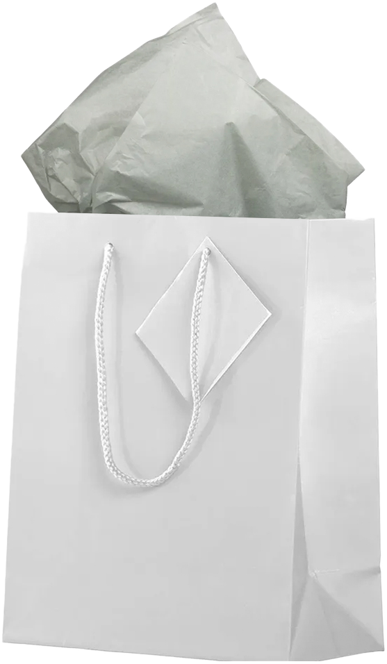 White/Gray Medium Glossy Gift Bags (8 x 10 x 4) (3 Pack) with Tissue Paper (10 Pack)