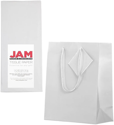 White Medium Glossy Gift Bags (8 x 10 x 4) (3 Pack) with Tissue Paper (10 Pack)