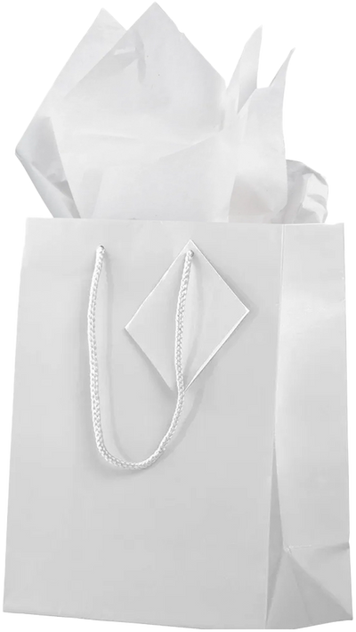White Medium Glossy Gift Bags (8 x 10 x 4) (3 Pack) with Tissue Paper (10 Pack)