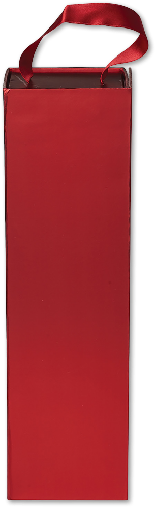 Red Bottle Gift Boxes with Magnetic Closure and Ribbon Handle (4 x 13 1/2 x 4)
