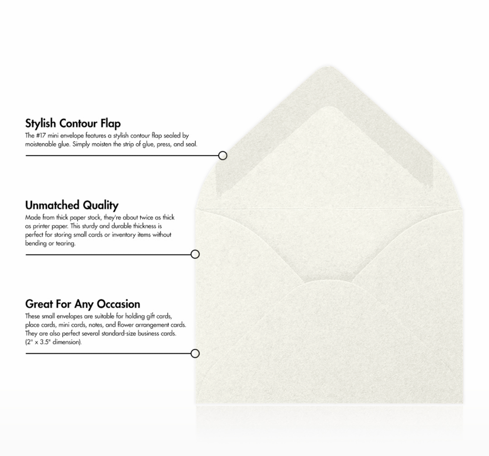White Quartz Metallic 32lb #17 Mini Envelopes (2 11/16 x 3 11/16)