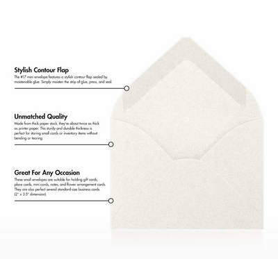 White Quartz Metallic 32lb #17 Mini Envelopes (2 11/16 x 3 11/16)