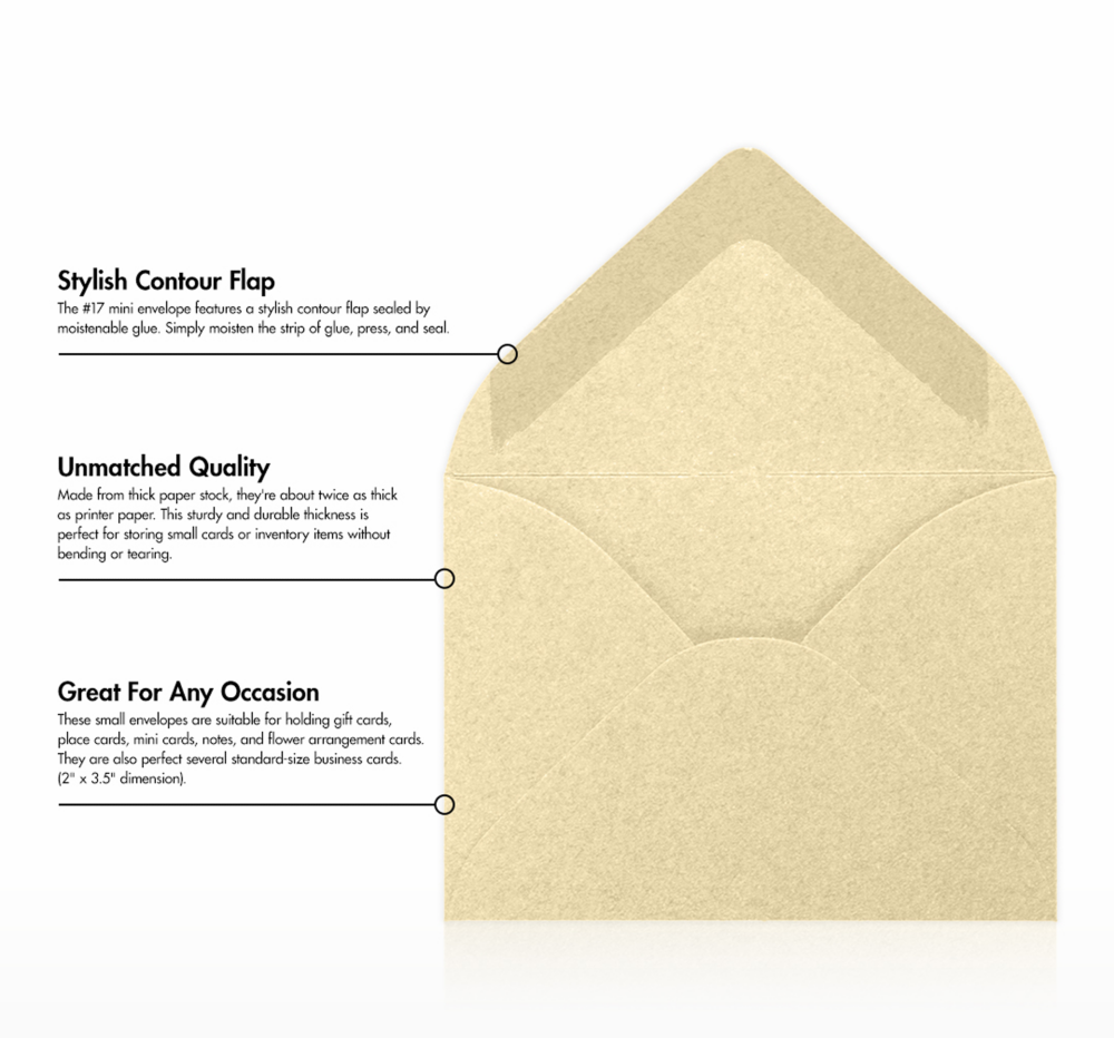 Champagne Ivory Metallic 32lb #17 Mini Envelopes (2 11/16 x 3 11/16)