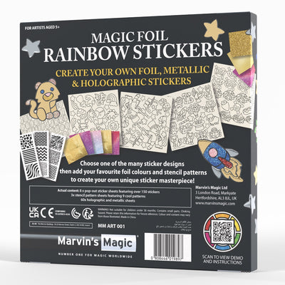 Magic Foil Rainbow Stickers (150 Pack) by Marvin's Magic