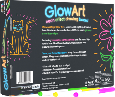Black Glow Art Neon Drawing Board by Marvin's Magic