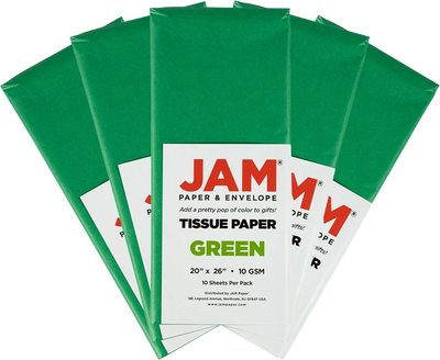 Green Tissue Paper (20 x 26) 5 Packs of 10 Sheets (50 Total Sheets)