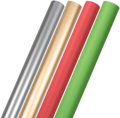 Assorted Christmas Matte Wrapping Paper Set (100 Sq Ft) - 4 Rolls