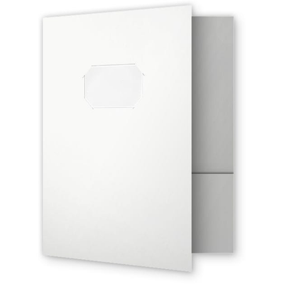 Glossy White 9 x 12 Folders with Front Cover Center Card Slits