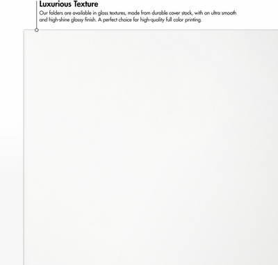 Glossy White 9 x 12 Folders with Front Cover Center Card Slits