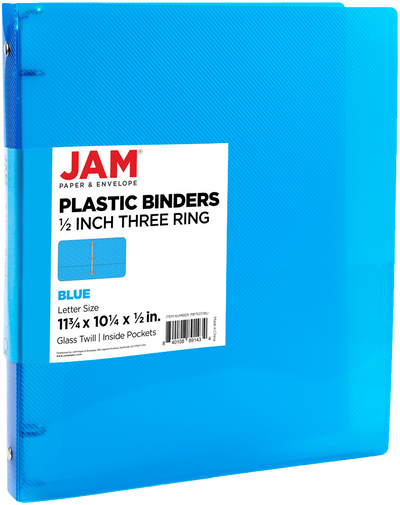 Blue Plastic 1/2 Inch 3-Ring Binders