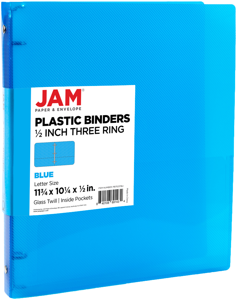 Blue Plastic 1/2 Inch 3-Ring Binders