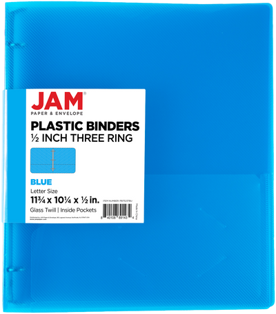 Blue Plastic 1/2 Inch 3-Ring Binders