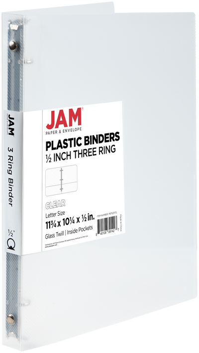 Clear Plastic 1/2 Inch 3-Ring Binder