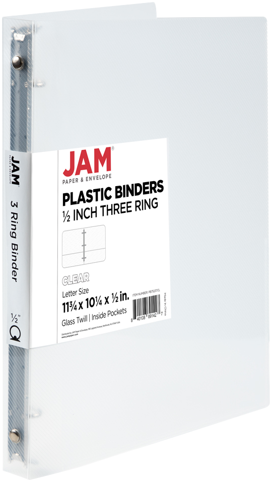 Clear Plastic 1/2 Inch 3-Ring Binder