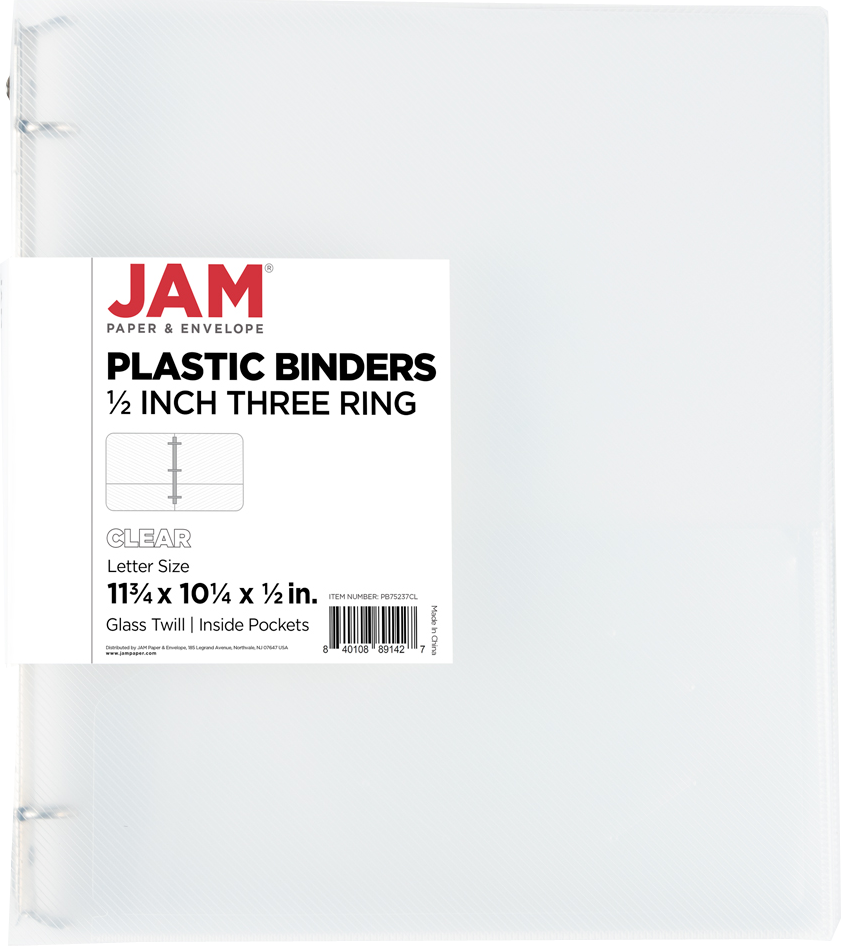 Clear Plastic 1/2 Inch 3-Ring Binder