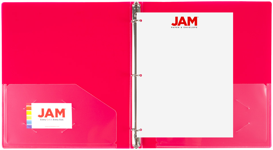 Fuchsia Hot Pink Plastic 1/2 Inch 3-Ring Binder